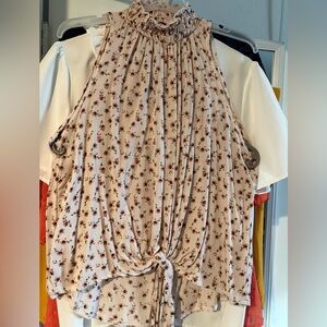 Discreet Blush Floral Tie-Front Halter Camisole